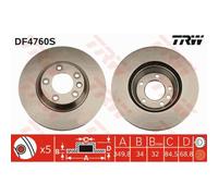 TRW Disco Ø350 Ventilato Anteriore Destro per Porsche Panamera Cayenne VW 9PA