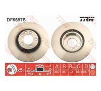 Disco freno TRW DF6697S anteriore, ventilato, 1 pezzo