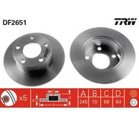 TRW Disco freno DF2651 posteriore pieno per Audi A6/Passat 2.3 VR5 (96->)