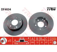 TRW disco freno DF4034 pieno diametro 260 spessore 12 mm 5 fori