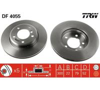 TRW disco freno DF4055 ventilato diametro 300 spessore 22 mm 5 fori