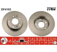 TRW disco freno DF4103 pieno diametro 262 spessore 14 mm 5 fori