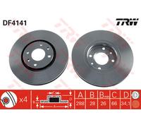 Disco freno TRW DF4141 anteriore, ventilato, 1 Pezzo