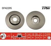 TRW disco freno DF4229S ventilato diametro 300 spessore 26 mm 5 fori