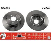 TRW disco freno DF4263 pieno diametro 300 spessore 10 mm 5 fori