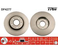 TRW Disco freno DF4277 anteriore ventilato altamente carbonizzato 1 pezzo