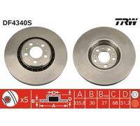 TRW Disco freno DF4340S ventilato anteriore per Volvo XC90 I (275) 2.5 2012-2014