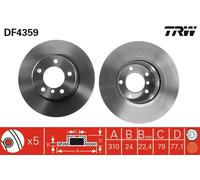 TRW disco freno DF4359 ventilato diametro 310 spessore 24 mm 5 fori