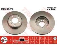 Disco freno TRW LUC DF4390S anteriore, ventilato, altamente carbonizzato, 1 Pezzo