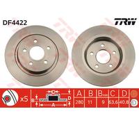 Set freni a disco TRW DF4422 per FORD FOCUS 1.8 TDCi