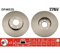 TRW disco freno DF4852S ventilato diametro 332 spessore 29,9 mm 5 fori