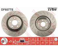 TRW Disco freno anteriore DF6077S per Mercedes Classe S perforato e intagliato 1 pezzo 01/11>
