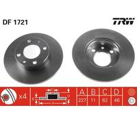 Disco freno TRW DF1721 anteriore, pieno, 1 Pezzo