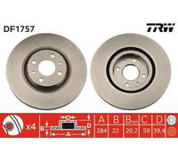 Disco freno TRW DF1757 anteriore, ventilato, altamente carbonizzato, 1 Pezzo