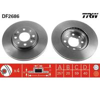 Disco freno TRW DF2686 anteriore, ventilato, 1 Pezzo