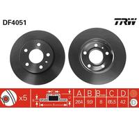TRW Disco freno DF4051 posteriore pieno 1 pezzo
