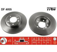 Disco freno TRW DF4055 anteriore, ventilato, altamente carbonizzato, 1 Pezzo