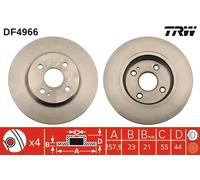 TRW disco freno DF4966 ventilato diametro 258 spessore 23 mm 4 fori