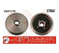 TRW Freno a Tamburo Posteriore Ø100mm Con Cuscinetti Senza