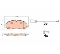 TRW GDB2117 Pastiglie Freno Set di 4 para Ford Transit Custom V362 Furgone (FY, FZ) 2012 - Assale anteriore e Altri Veicoli