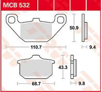 TRW MCB532 BRAKE PAD ALLROUND ORGANIC STANDARD KAWASAKI GPZ 550 UNI TRAK 1986