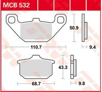 TRW MCB532 BRAKE PAD ALLROUND ORGANIC STANDARD KAWASAKI VN 1500 A VULCAN 88 1992