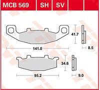 TRW MCB569 BRAKE PAD ALLROUND ORGANIC STANDARD KAWASAKI EX 500 A 1992