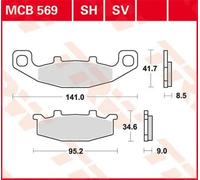 TRW MCB569 BRAKE PAD PER SUZUKI DR 800 S BIG 1996