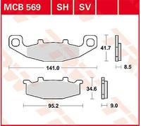 TRW MCB569SV BRAKE PAD SV SINTER PERFORMANCE PER SUZUKI GSF 400 1991