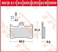 TRW MCB611 BRAKE PAD ALLROUND ORGANIC STANDARD YAMAHA XSR 700 ABS 2017