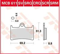 TRW MCB611SCR BRAKE PAD SINTER RACE LONGLIFE YAMAHA YZF-R1M 1000 ABS 2015