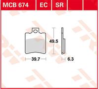 TRW MCB674 BRAKE PAD ALLROUND ORGANIC STANDARD APRILIA SR 50 LC STREET 2013