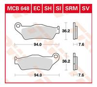 Set di pastiglie freno TRW MCB648 senza patente stradale