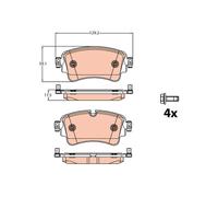 TRW GDB2132 Pastiglie Freno Set di 4 para Audi A4 B9 Avant (8W5, 8WD) 2015 - Assale Posteriore e Altri Veicoli