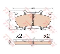 TRW pastiglie freno GDB3534 143,2x67,5 spessore 16,6 mm con avvisatore acustico