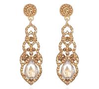 TRWWELL Orecchini pendenti a goccia vintage con strass da sposa a goccia fantasiosi orecchini pendenti a lampadario di cristallo per donne spose, 2.3 inches, Zinco, Creato con quarzo