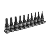 Trx-A Set Punte Chiave 10pc 1cmSq Drive Serie Nera AK6207B Sealey Nuovo