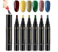 Trygiani Nails Pen, Giani Professional Nail Pen Set 6 Colori, Penna Smalto 3 in 1 ad Asciugatura Rapida, 6 Colori per Set, Per Disegno Artistico, Serie Neutra, Non Richiede Base Coat (A)