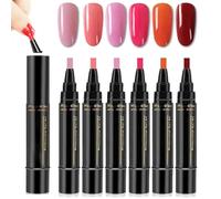 Trygiani Nails Pen, Giani Professional Nail Pen Set 6 Colori, Penna Smalto 3 in 1 ad Asciugatura Rapida, 6 Colori per Set, Per Disegno Artistico, Serie Neutra, Non Richiede Base Coat (D)