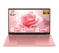 Trygood Computer portatile da 15,6 pollici, rosa, impronte digitali e tastiera retroilluminata - Quad-Core (fino a 2,8 GHz), 8 GB di RAM 256 GB SSD, schermo FHD IPS, grazioso notebook sottile per