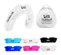 TrySalar Paradenti per boxe, uomini, adulti, ragazzi, modellabili, rughby, sport, slim fit, con scatola, MMA, hockey, basket, muay thai, calcio (dai 12 anni in su, bianco)