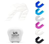 TrySalar Paradenti sportivo di alta qualità, slim fit, per boxe, donne, ragazzi, modellabile, con custodia, per MMA, hockey, rugby, basket, judo, karate (bianco, Junior)