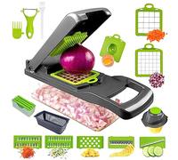 Tryslyn 16 in 1 Mandolina per Verdure, Tagliaverdure Manuale Multifunzione con Cestello di Scarico, Affettatrice Mandolina con 5 Lame per Patate Cetrioli Carota Affetta, Tagliare e Grattugiare