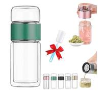 Tryteava Glass Infuser,3 in 1 Smart Tea Infuser,Double Glass Teas Infusers Bottle,Portable Loose Leaf Tea Maker for Loose Leaf (Green, 420ml)