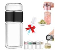 Tryteava Glass Infuser,3 in 1 Smart Tea Infuser,Double Glass Teas Infusers Bottle,Portable Loose Leaf Tea Maker for Loose Leaf (Black, 420ml)