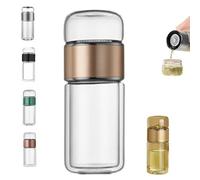 Tryteava Glass Infuser,3-in-1 Smart Tea Infuser,Tryteav Tea Pot,Portable Glass Double Wall Tea Infusers With Filter,Flip & Brew Design,for Home, Office or Travel Use (Champagne, 350 ml)