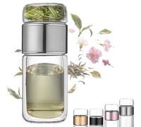 Tryteava Glass Infuser, Portable Teava 3-in-1 Smart Tea Infuser, Hot Or Cold Ready, Flip & Brew Design, for Blooming & Loose Leaf Tea and Coffee (Silver,350mL/12oz)