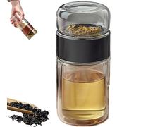 Tryteava Glass Infuser, Tea & Water Separation, Flip & Brew Design, Double Glazing with Built-In Strainer, Hot or Cold Ready, for Home, Office, Travel (Black,9.5oz)