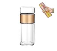 Tryteava Glass Infuser, Teava 3-in-1 Smart Tea Infuser, Double Layered Glass Separation Teas Infusers, Portable Teapot with Strainer, Flip & Brew Design, for Blooming & Loosing Leaf Tea (Gold,500ml)