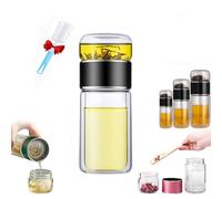 Tryteava Glass Infuser, Teava 3-In-1 Smart Tea Infuser, Glass Tea Infuser, Double Layer Portable Stainless Steel Leak Proof Water Separation Cup for Loose Leaf Tea (Black,280ML)